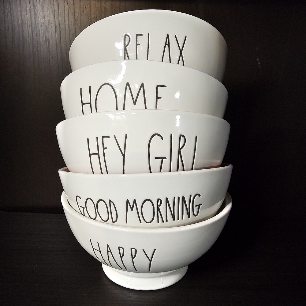 Rae Dunn Bowls Happy, Hey Girl, Relax, Home, Good Morning Selling individually - Picture 2 of 8